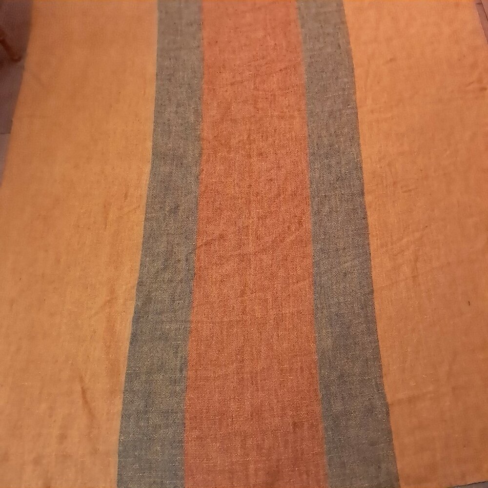 Dansk tablecloth gold yellow stripes orange green linen colorblock Ritva Puotila